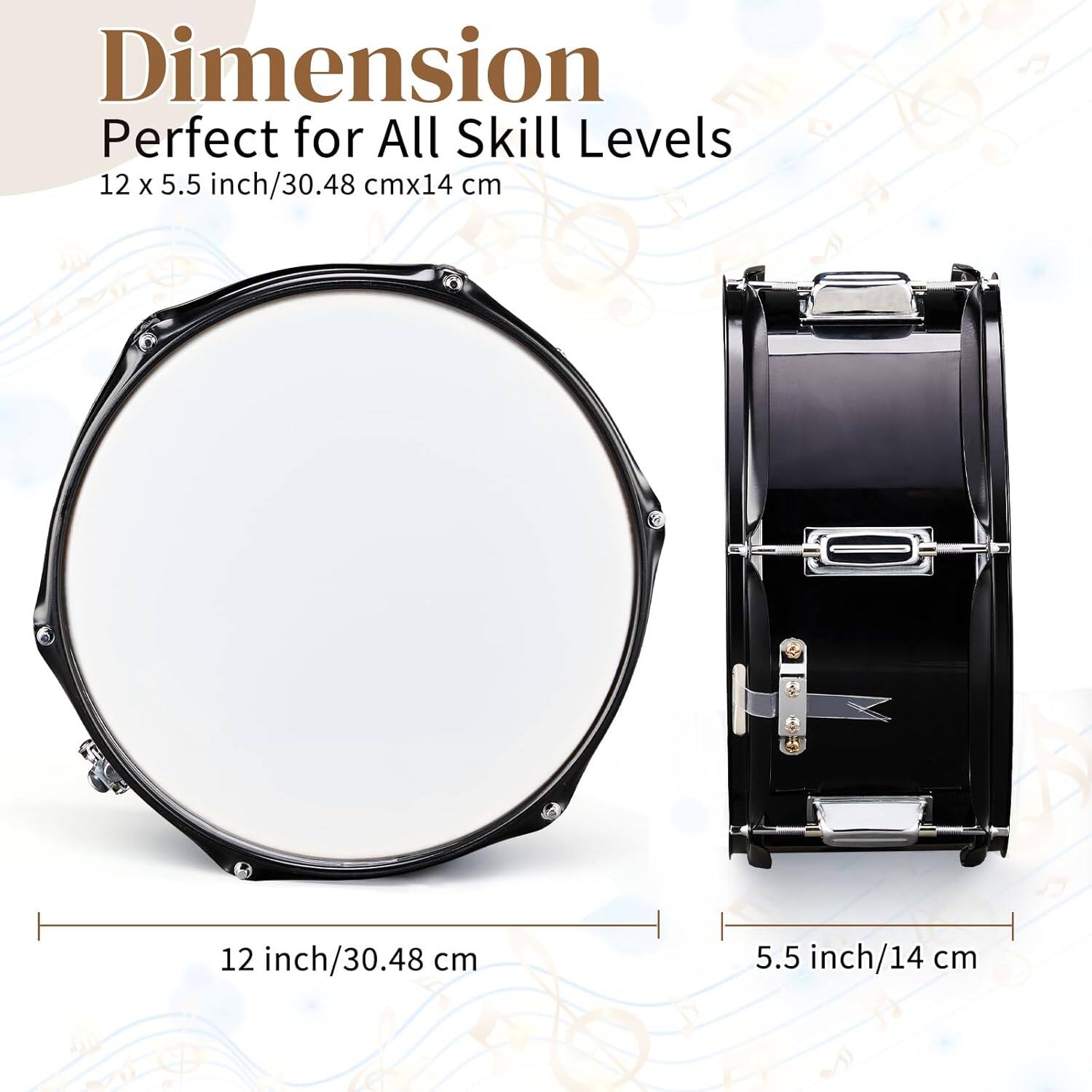 Dimension  
Perfect for All Skill Levels  
12 x 5.5 inch/30.48 cm x 14 cm  
12 inch/30.48 cm  
5.5 inch/14 cm