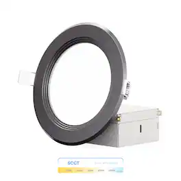 Infibrite - 4 In. Ultra-Thin Recessed LED Downlight 9W 750LM 5CCT Selectable Wet Rated, Triac Dimmable Trim 24-Pack - Black