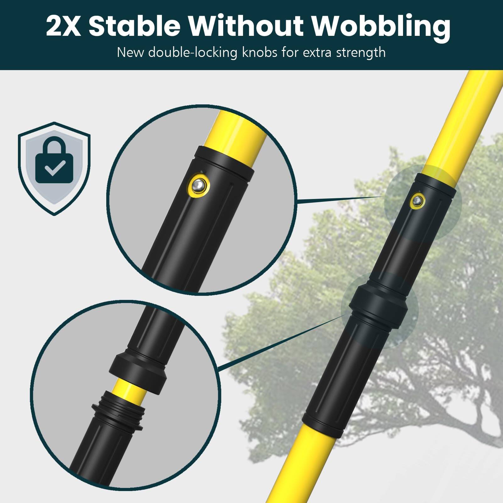 2X Stable Without Wobbling  
New double-locking knobs for extra strength