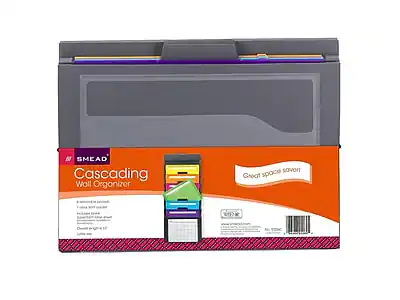 SMEAD
Cascading Wall Organizer
Great space saver
- 5 accordion pockets
- 1 clear top pocket
- Includes tear-off tape
- Transparent front panel
- Choice of length: 18"
- Letter size
Great space saver