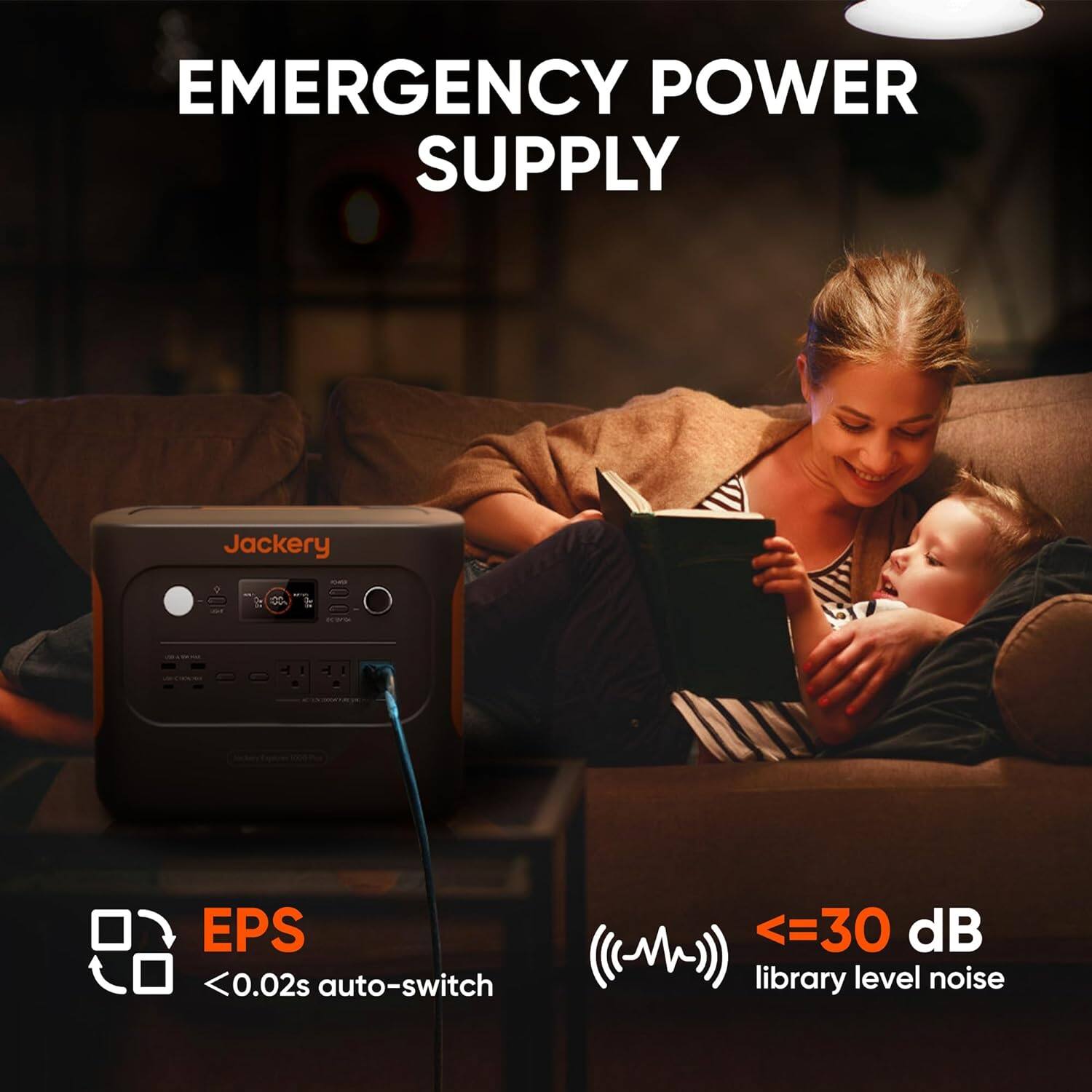 Emergency Power Supply Jackery - B  1 I EPS <0.02s auto-switch <=30 dB library level noise