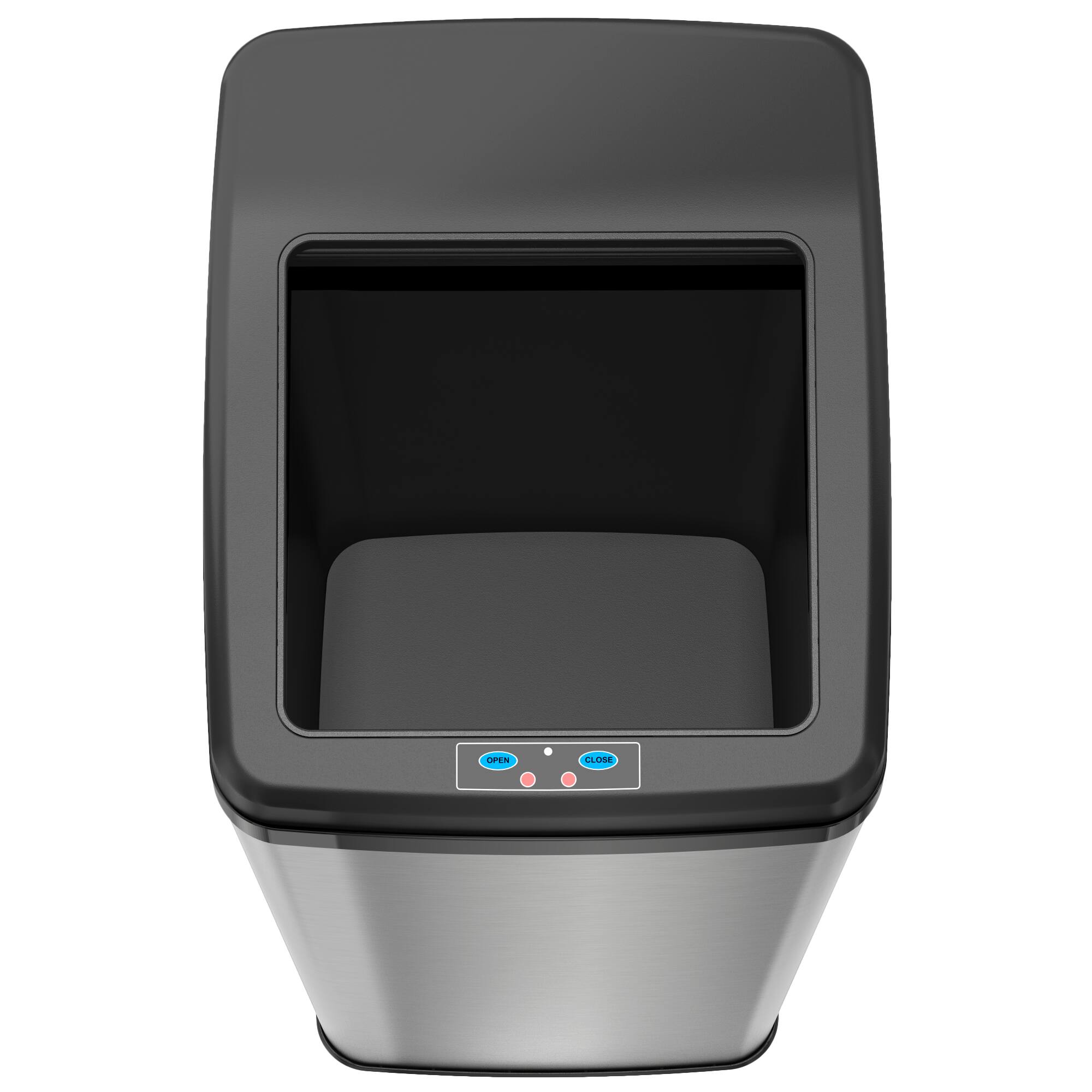 Alt View 14. iTouchless - 14 Gallon Sliding Lid Sensor Trash Can with AbsorbX Odor Control System, Automatic Kitchen Bin - Stainless Steel.