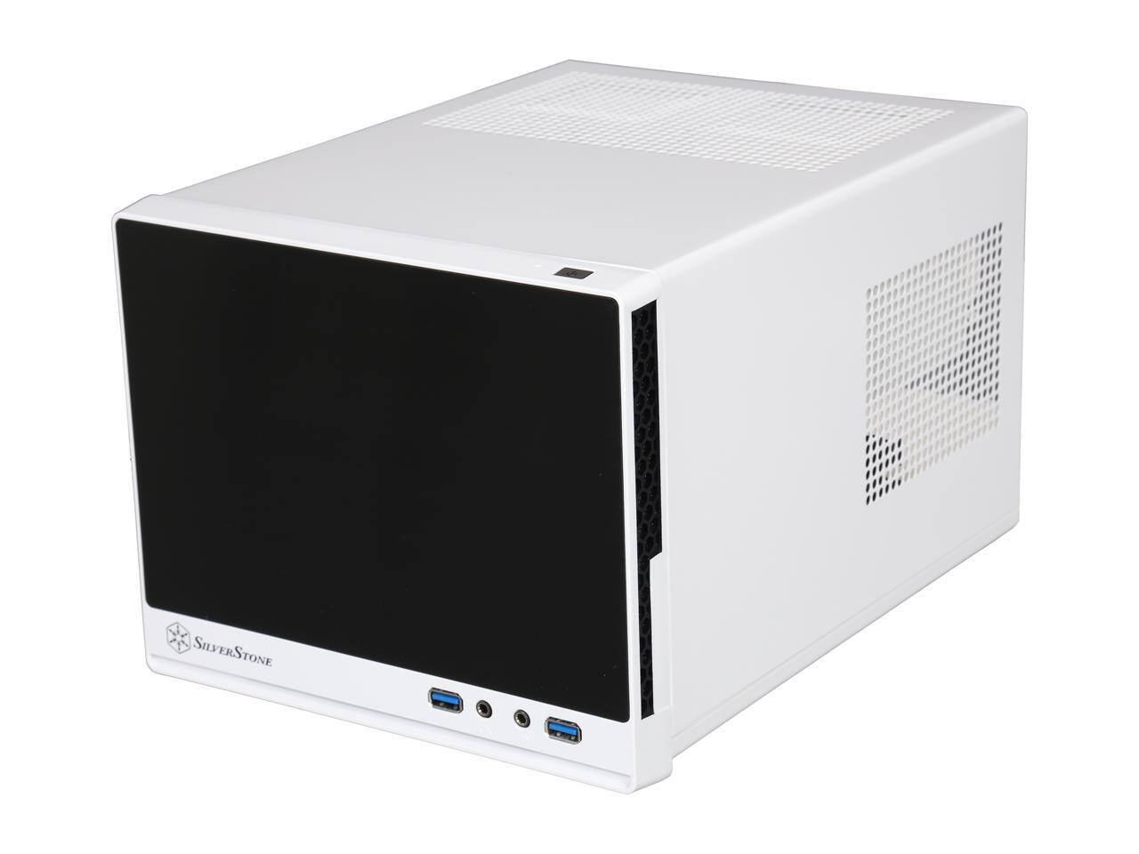 Alt View 2. SilverStone - SilverStone SG13WB-Q Black/White Plastic Front Panel, Steel Body Mini-ITX Case - Black / White.