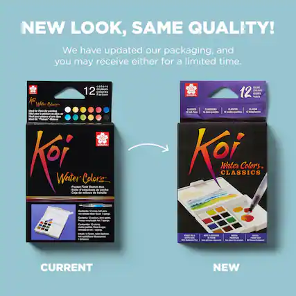 NEW LOOK, SAME QUALITY!
We have updated our packaging, and you may receive either for a limited time.
colors couleurs LUGIRA 12 colores Farben
Water Colories Ideal for Plein Air painting Ideal pour la peinture on plein-air Ideal para pintura al aire libre Ideal fr "Pleinair" Malerei
SAKURA Ketter Writer Boite Caja Pocket de d'esquisses Field Color's esbozo Sketch de de bolsillo Box poche
Contents: 12 zola half-pans. 4ml refilable Water Brush sponge.
Contenu: 12 couleurs, demi-godets. Pinceau remplissable 4ml iponge.
Contenido: 12 colores, medias pastillas. Pincel de agua relionable de 4ml 1 esponja.
Inhalt 12 Farben, habe Nipichen. 4ml nachfullbare Wasserpinsel. Schwamm.
COLORS COULEURS SAKURA 12 COLORES FARBEN CLASSICS CLASSIQUES CLSICOS KLASSIK
12 Half-Pans 12 demi
