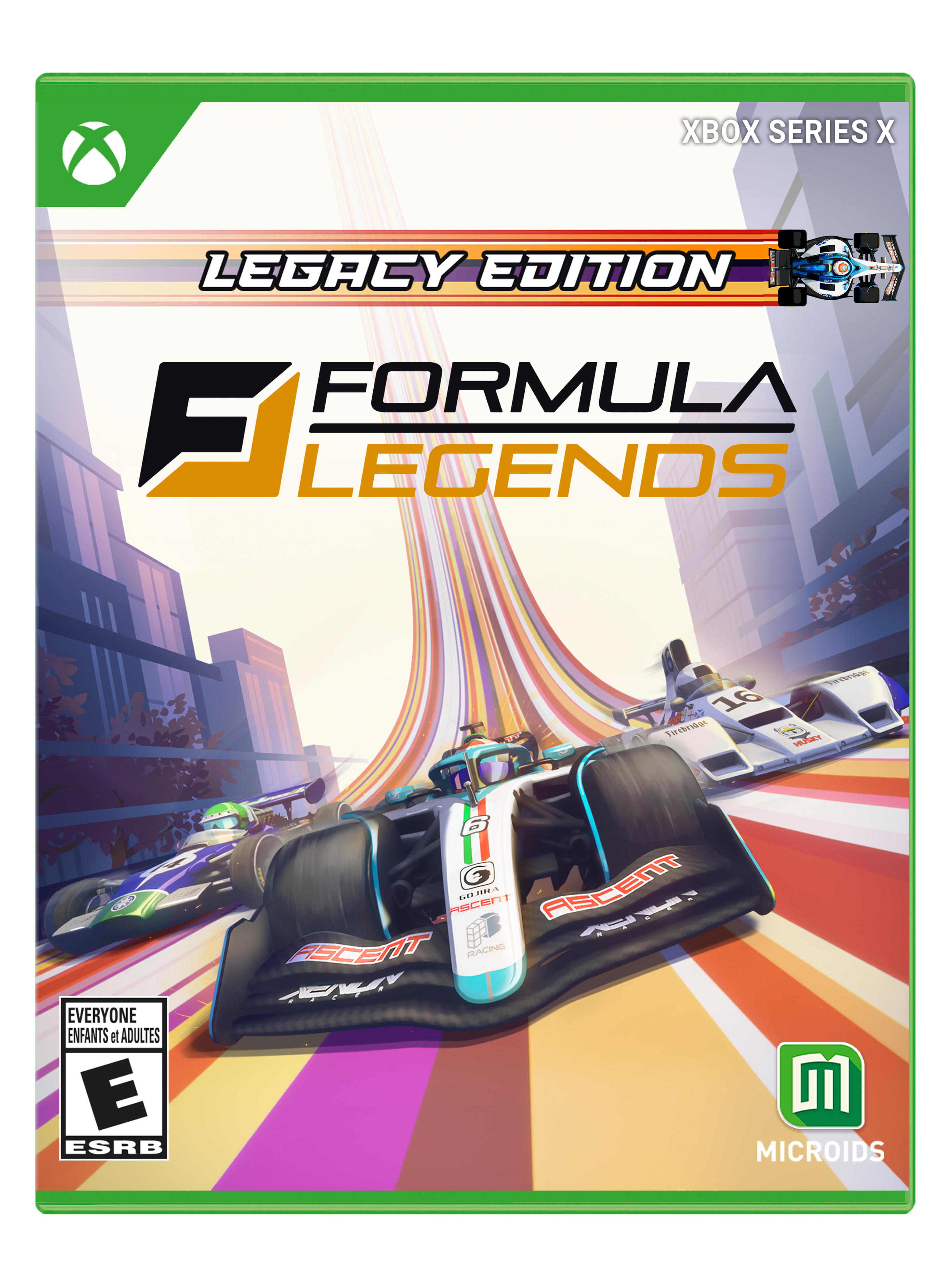 XBOX SERIES X  
LEGACY EDITION  
FORMULA LEGENDS  

EVERYONE ENFANTS et ADULTES E  
ESRB 6  

ASCENT NHRA  
ASCENT RACING  

MICROIDS
