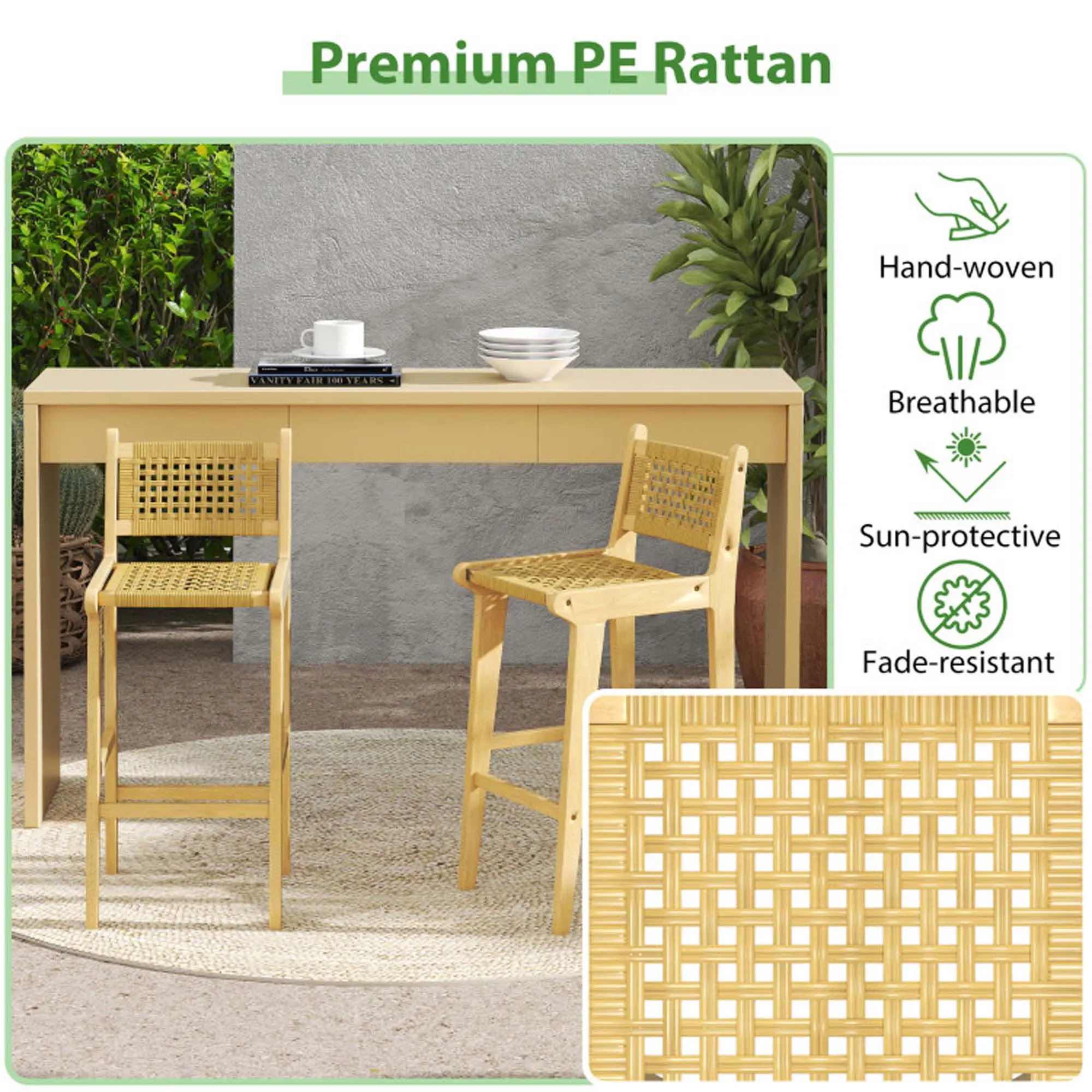 Premium PE Rattan Hand-woven Breathable Sun-protective Fade-resistant