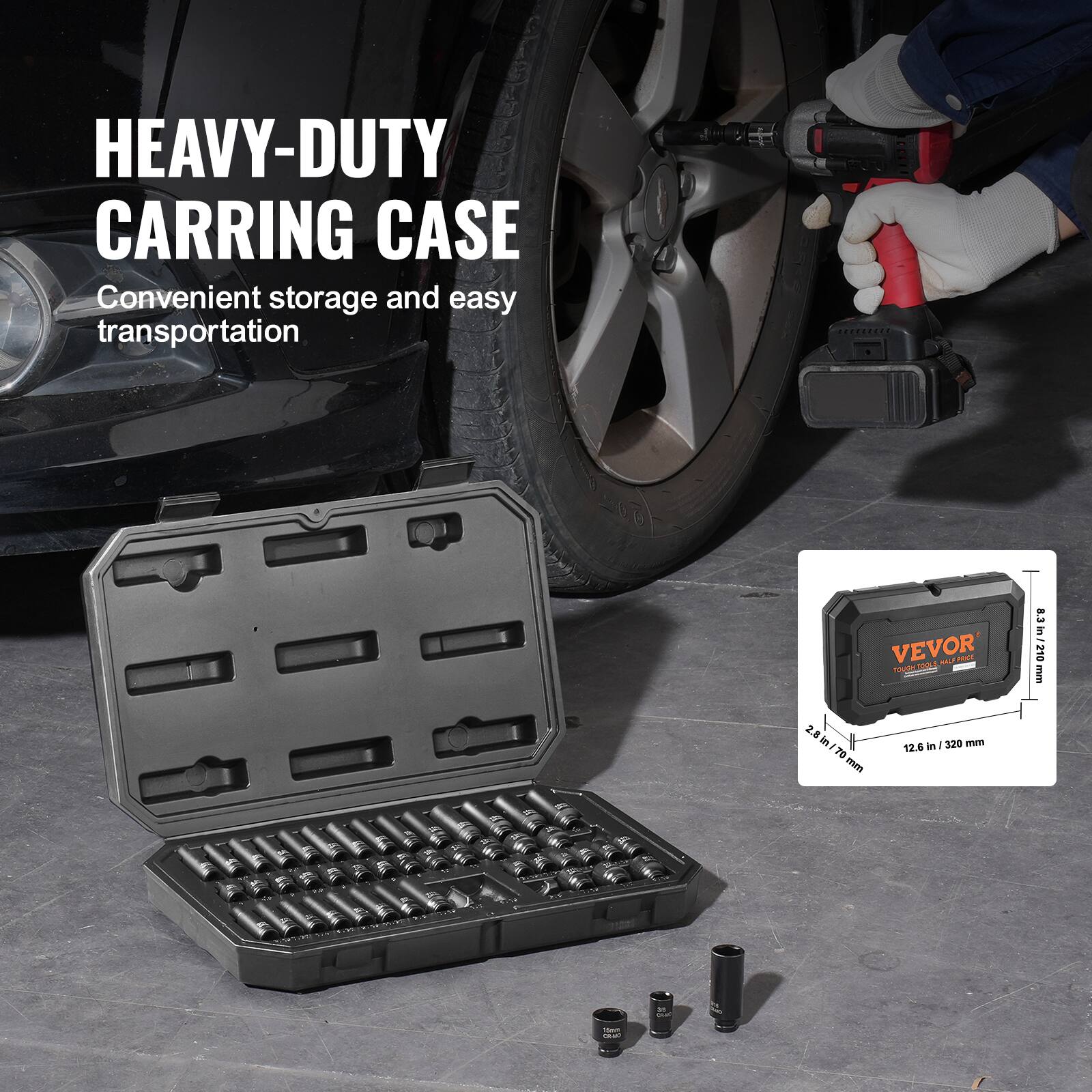 HEAVY-DUTY CARRING CASE Convenient storage and easy transportation .***** VEVOR Tough-All-In-One 8.3 in / 210 mm 2.8 in / 70 mm 12.6 in / 320 mm