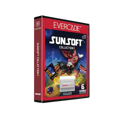 31 EVERCADE EVERCADE 8-BIT & 16-BIT GAMES SUNSOFT COLLECTION I - 6 GAMES MULTI-GAME INCLUDED SUNSOFT CARTRIDGE - E (Everyone)