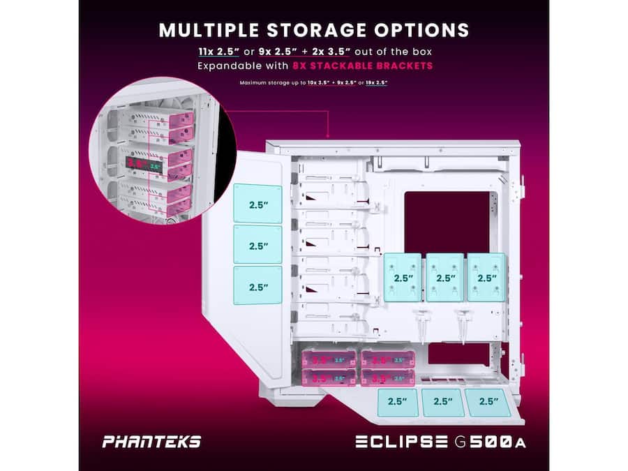 Phanteks Stackable Phanteks Eclipse G500A DRGB, Mid Tower Case, Mesh Panel, D/A RGB ...