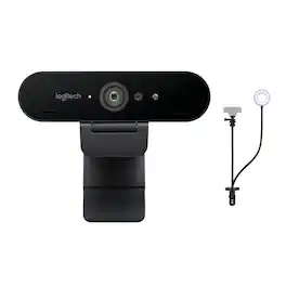 Logitech 4K Pro Webcam and Knox Gear Selfie Ring Light With Webcam Stand