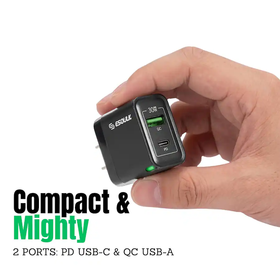 Ac Adapter Mighty Esoulk iPhone 18 Pro Max Charger Adapter 30W + 5' USB C to C Cable ...