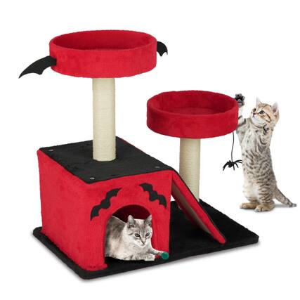 Front. Winado - 26in Halloween Gothic Cat Tree Tower with Spacious Cat Condo, Scratching Ladder for Cat Toy Indoor Holiday Decoration.