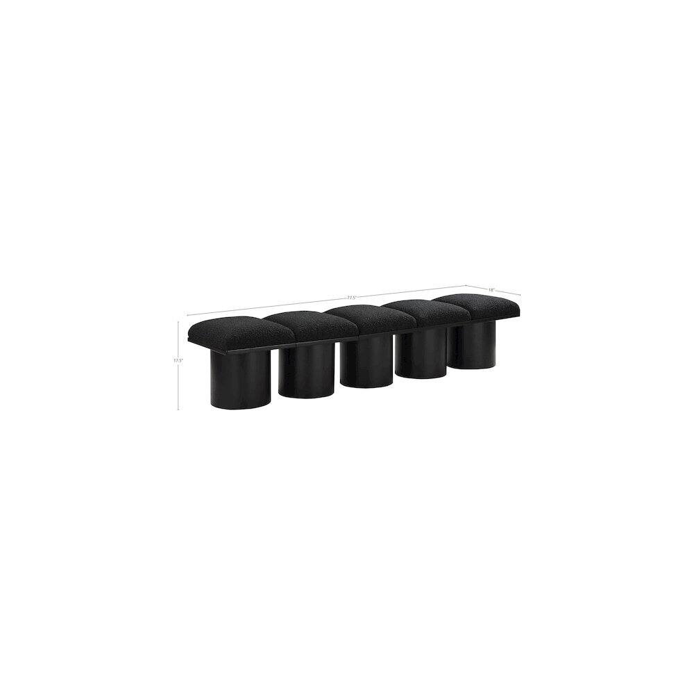 Alt View 1. Meridian Furniture - Pavilion Black Boucle Fabric Bench - Black Boucle Fabric.