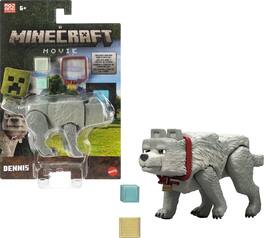 Mattel - Minecraft Movie 3.25'' Dennis the Wolf Figure with Accessories - Collectibles - Multicolor