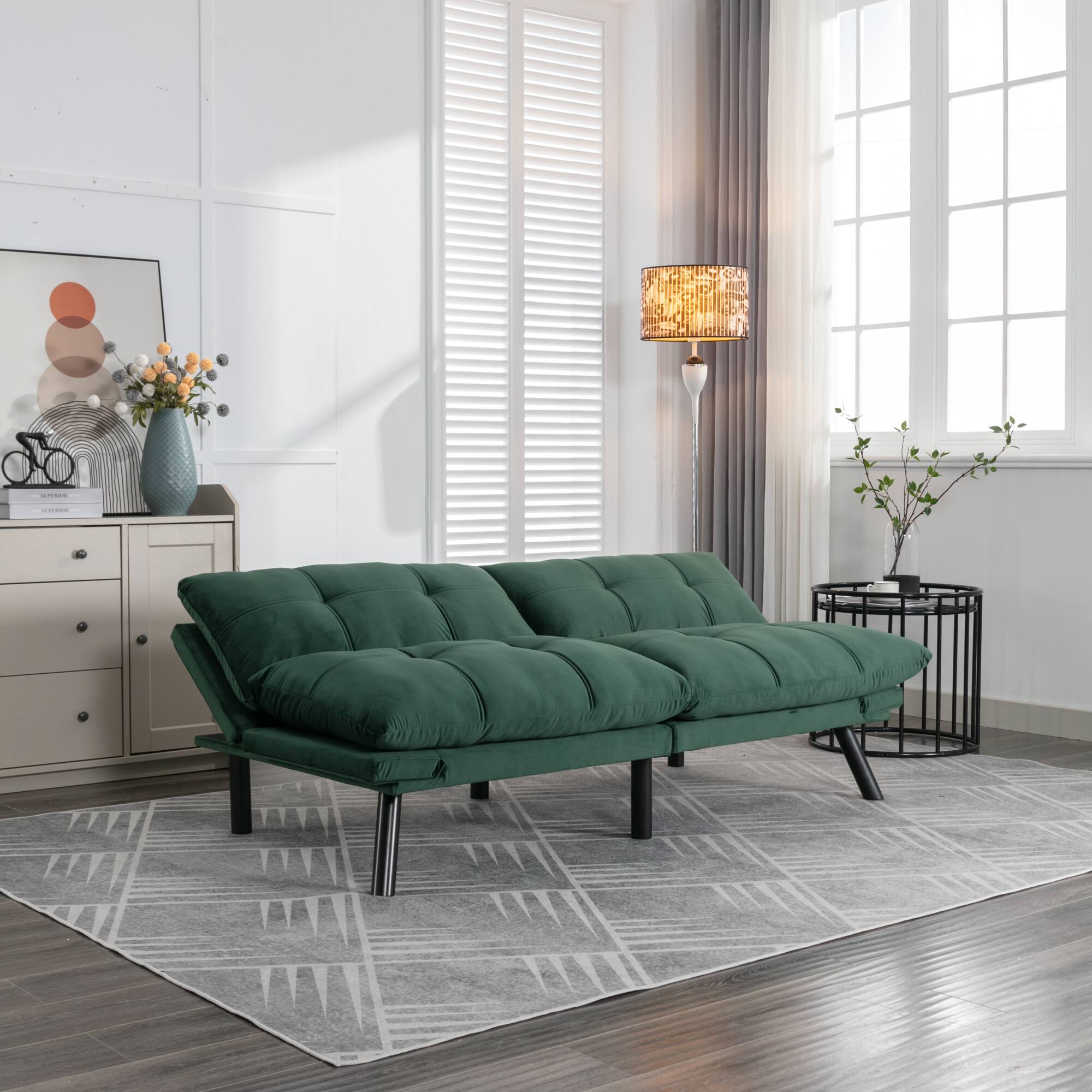 Alt View 7. GOODSILO - Convertible Folding Sofa Bed with Adjustable Armrests and Backrest for Small Spaces - Emerald.