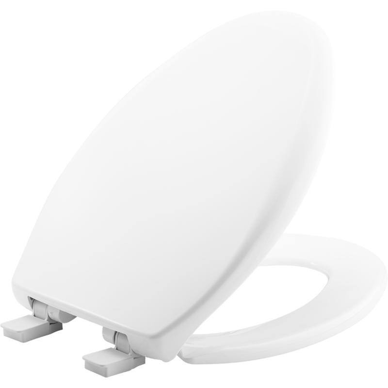 Angle. BEMIS - Mayfair by Bemis Affinity Slow Close Elongated White Plastic Toilet Seat - White.
