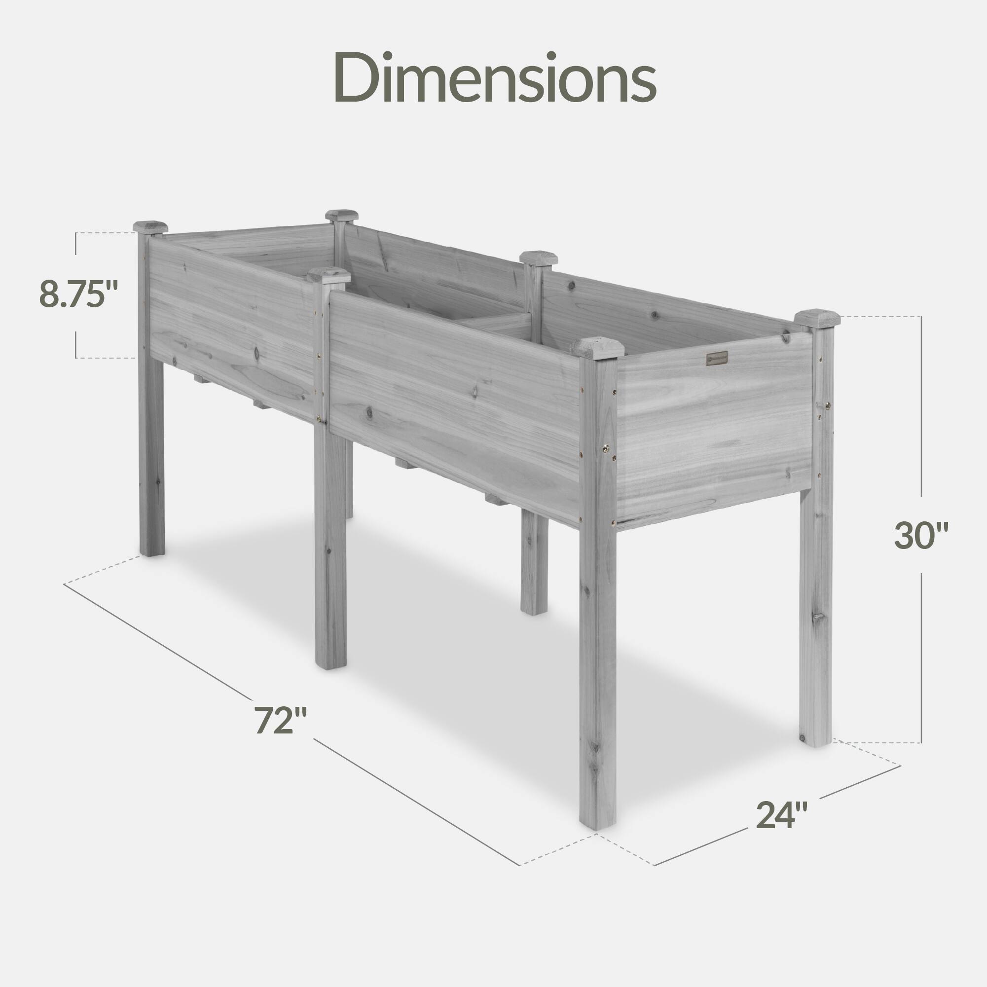 Dimensions: 8.75" x 30" x 72" x 24"
