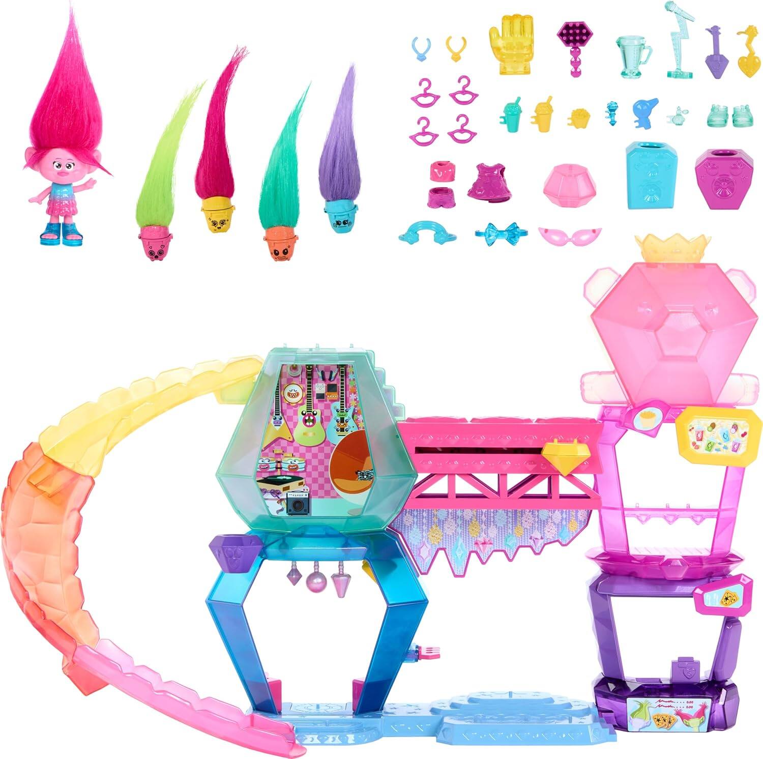 Alt View 2. Mattel - Mattel DreamWorks Trolls Band Together Toys, Mount Rageous Playset with Queen Poppy Small Doll.