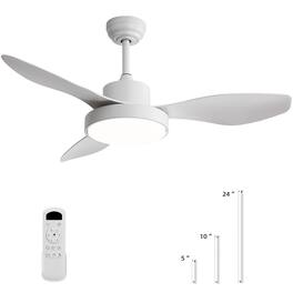 Sofucor - 47 Inch Modern Ceiling Fan with Lights and Remote with Dimmable LED, 6-Speed Quiet Reversible DC Motor Bedroom Farmhouse - White