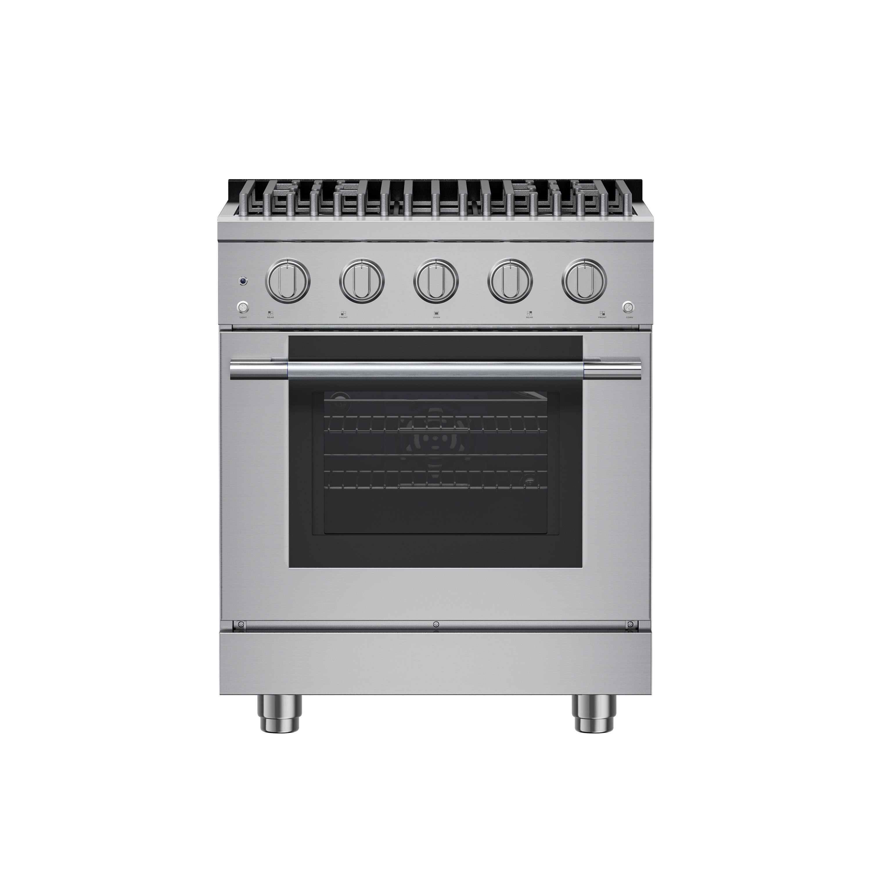 Hauslane - HausPro 36 in. 6 Burners Gas Range in Black Stainless Steel with 20,000 BTU and Convection Oven with 5 Rack Positions - Black Stainless Steel