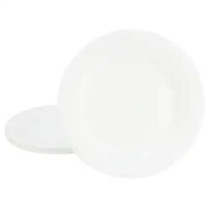 Front. Gibson - Gibson Ultra White Shadow 6 Piece 10 Inch Opal Glass Dinner Plate Set in White - White.