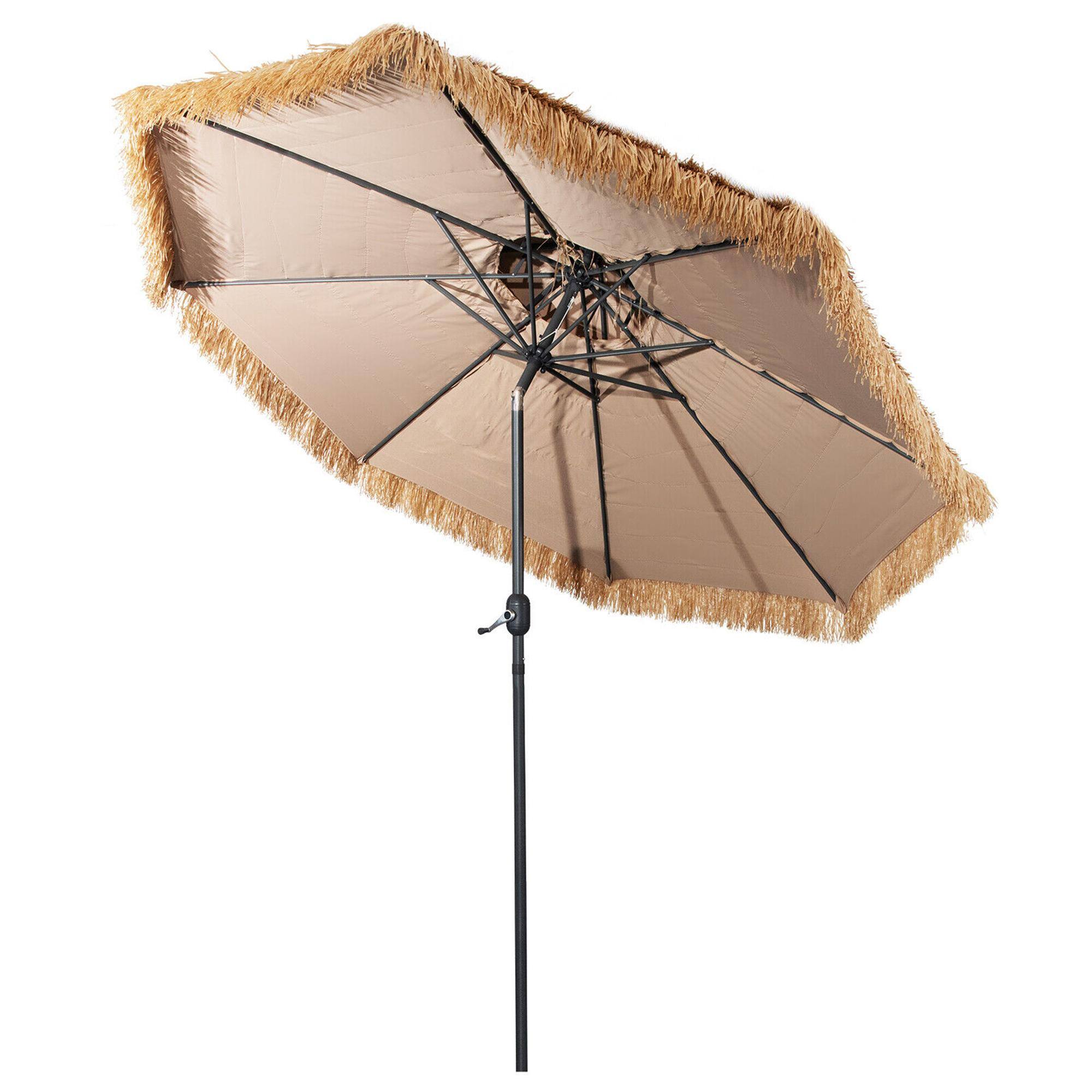 Alt View 5. Gymax - Gymax 10 ft Thatched Tiki Patio Umbrella Beach 2 Tier Hawaiian Pool Sun Shade - Natural.