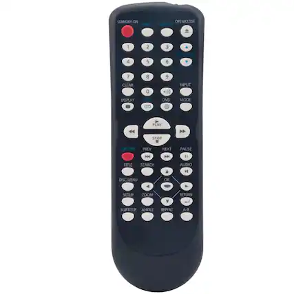 STANDBY-ON
OPEN/CLOSE
SPEED
TIMER SET
1 2 3
A 4 5 6
TRACKING
7 8 9
CLEAR 0
+10
INPUT
DISPLAY
VCR DVD
MODE
0O
PLAY
44
STOP
RECORD
PREV NEXT
PAUSE
|4
D
11
TITLE SEARCH
A
AUDIO
DISC MENU
OK
SETUP
ZOOM
Y
RETURN
SUBTITLE
ANGLE
REPEAT
A-B