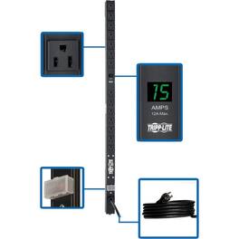 Tripp Lite - by Eaton PDU 1.5kW Single-Phase Local Metered PDU 100-127V Outlets (14 5-15R) 5-15P 15 ft. (4.57 m) Cord 0U - Black