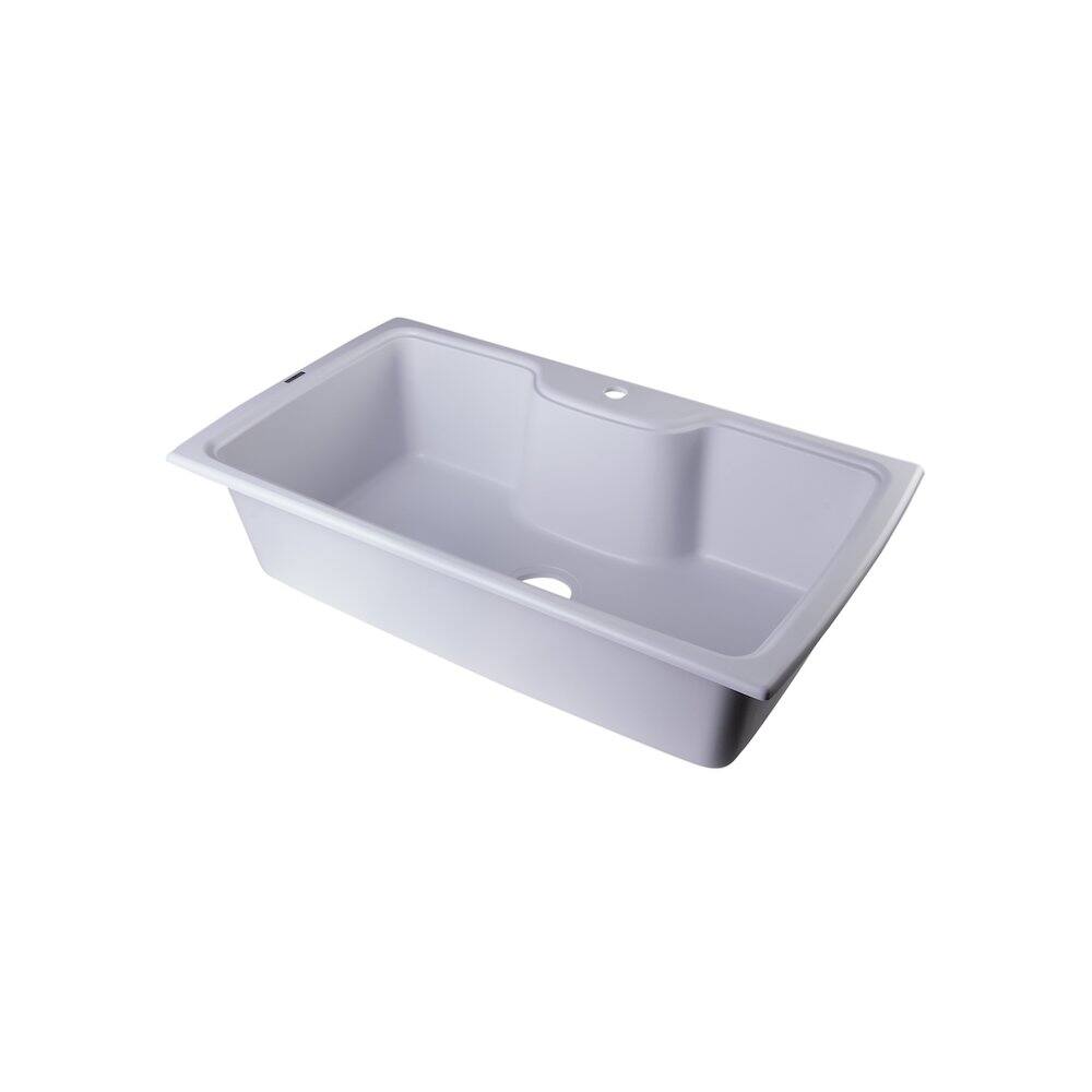 Alt View 5. Alfi - ALFI brand White 35 Drop-In Single Bowl Granite Composite Kitchen Sink - White.