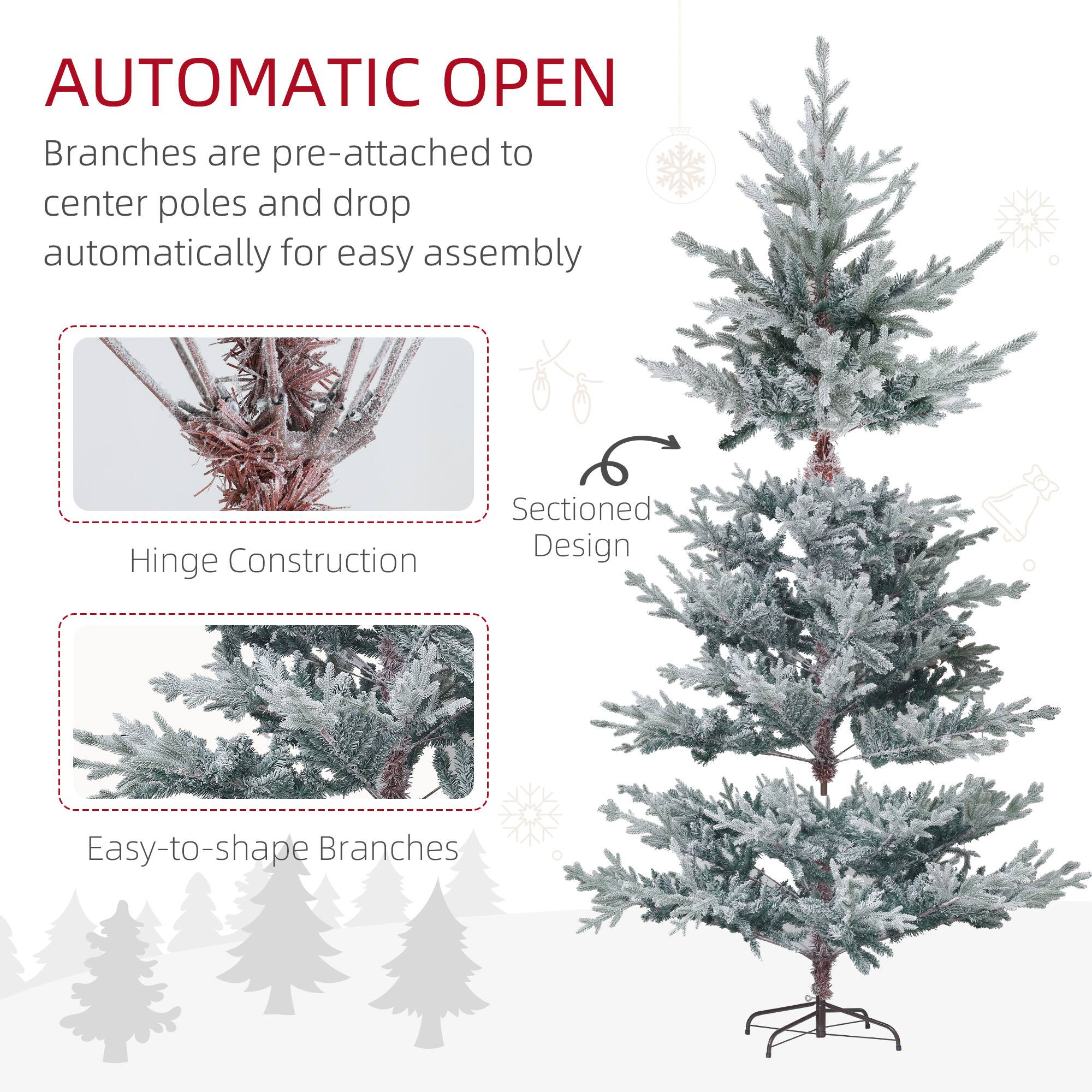 **Automatic Open**

Branches are pre-attached to center poles and drop automatically for easy assembly.

- **Hinge Construction**
- **Sectioned Design**
- **Easy-to-shape Branches**