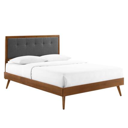 Front. Modway - Willow Wood King Platform Bed With Splayed Legs - Brown.