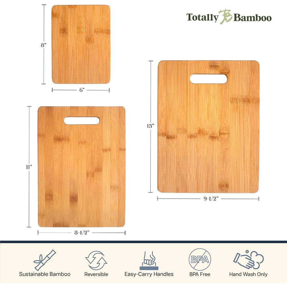 Totally Bamboo

- 8" x 6"
- 11" x 8-1/2"
- 13" x 9-1/2"

Features:
- Sustainable Bamboo
- Reversible
- Easy-Carry Handles
- BPA Free
- Hand Wash Only