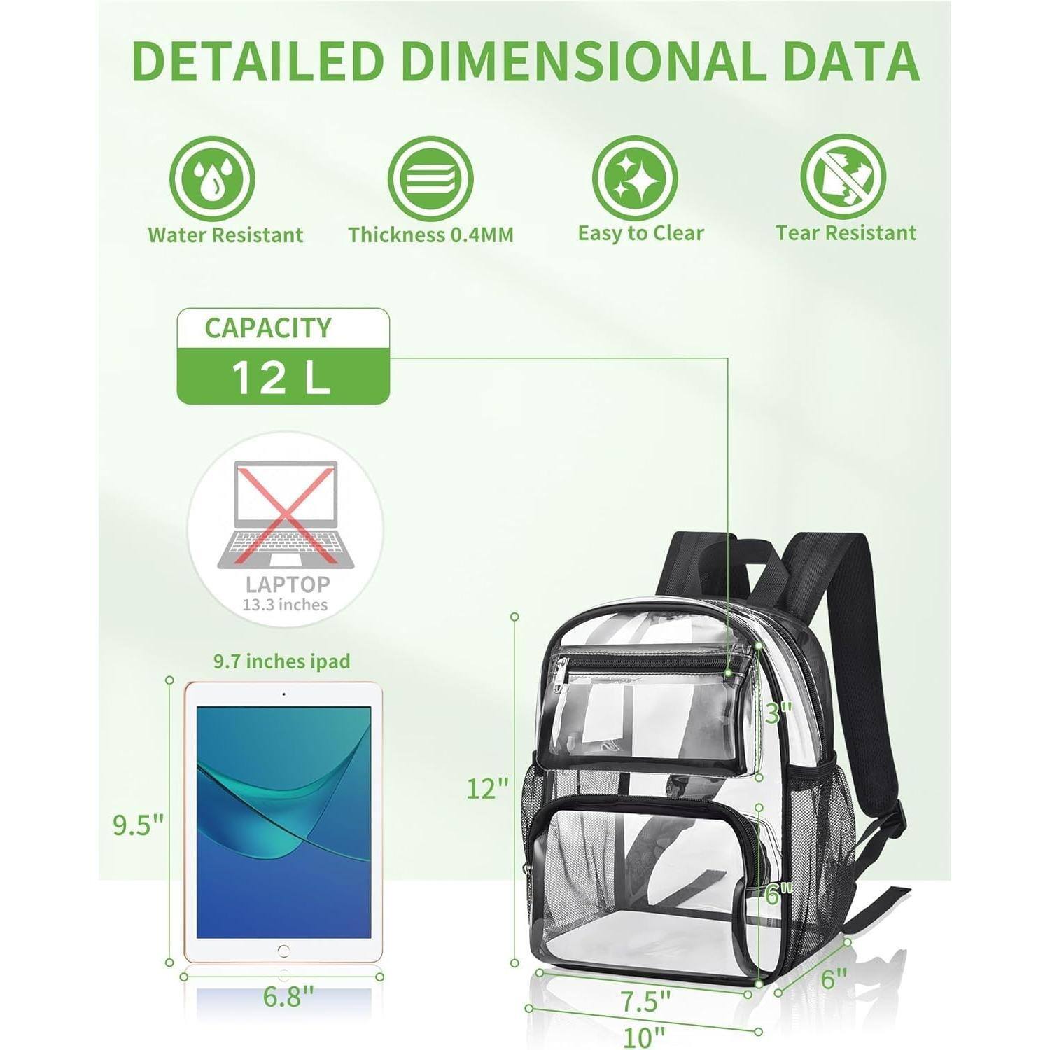 Pacoar Cade Clear Backpack Stadium Approved For Women And Men Bag ...