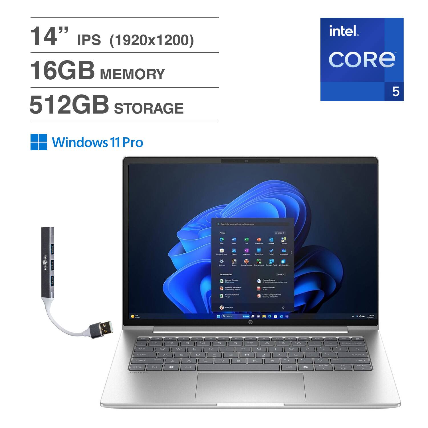 14" IPS (1920x1200)  
16GB MEMORY  
512GB STORAGE  
intel CORE 5  
Windows 11 Pro