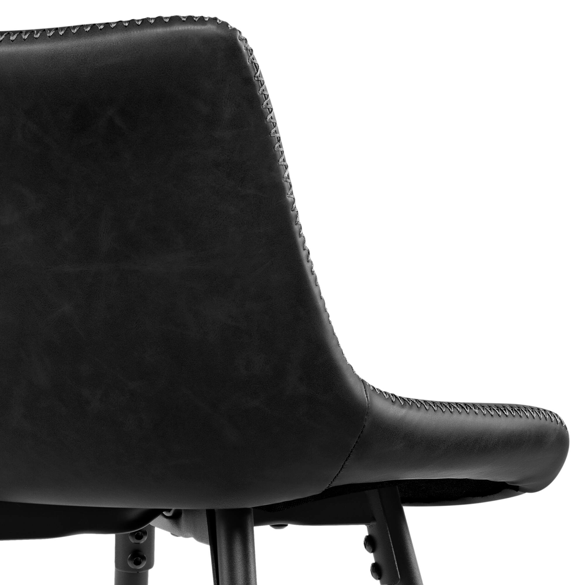 Alt View 4. KERDOM - 28‘’ Height Kitchen Island Chairs Set of 2 Bar Chair, Waterproof PU Leather Kitchen High Chair Counter Stool Rubber Feet - Carbon Black - 2pcs.