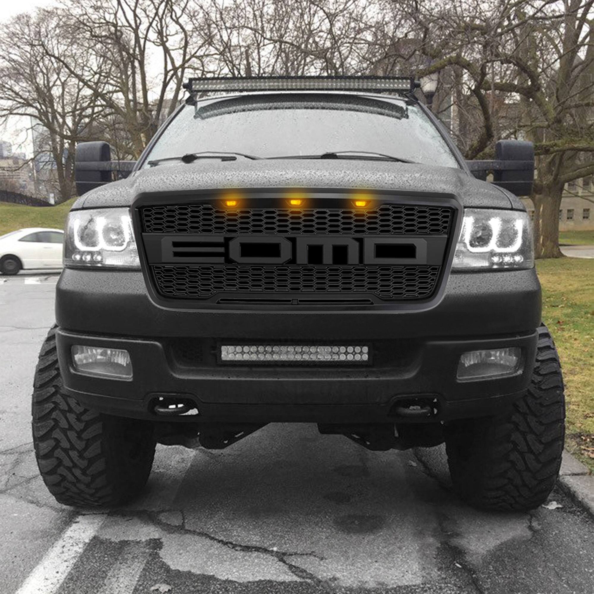 Alt View 4. AMERICAN MODIFIED - AMERICAN MODIFIED Raptor Style Front Grille w/LED Lights for 2004-2008 Ford F150 - Black.