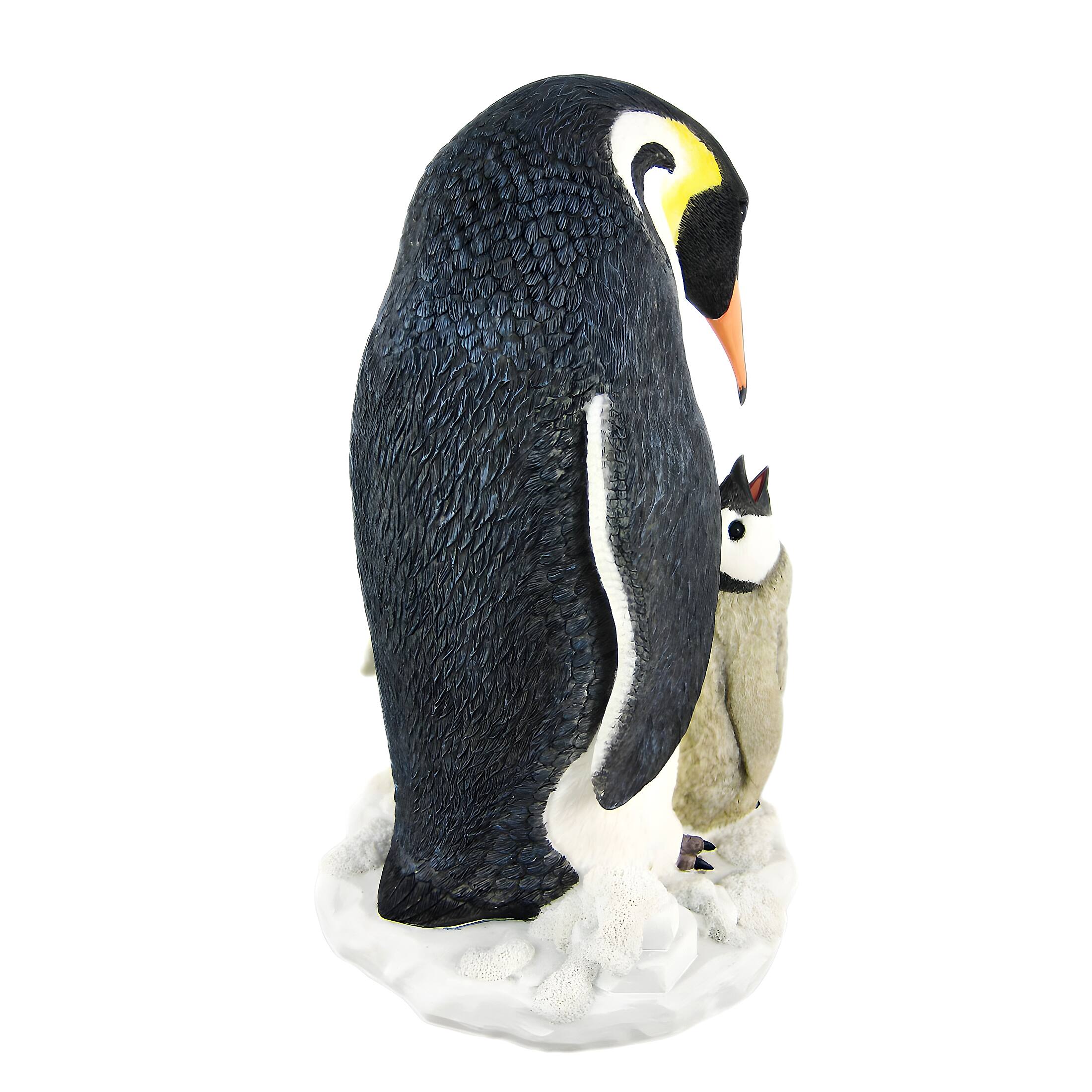 Alt View 2. Veronese Design - Mother And Child Penguin Statue Baby Chick - White.