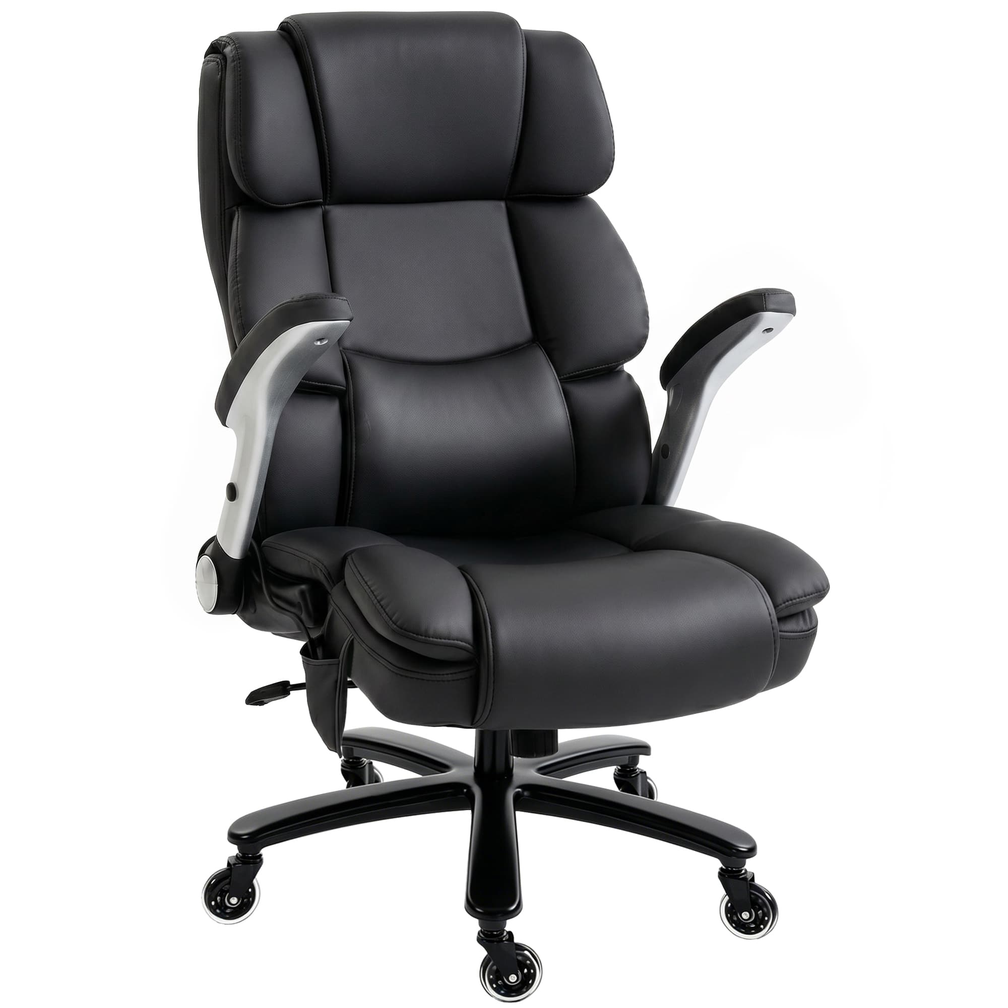 Homcom - Office Chair with Inflatable Adjustable Lumbar Support - Black