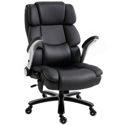 Front. Homcom - Office Chair with Inflatable Adjustable Lumbar Support - Black.