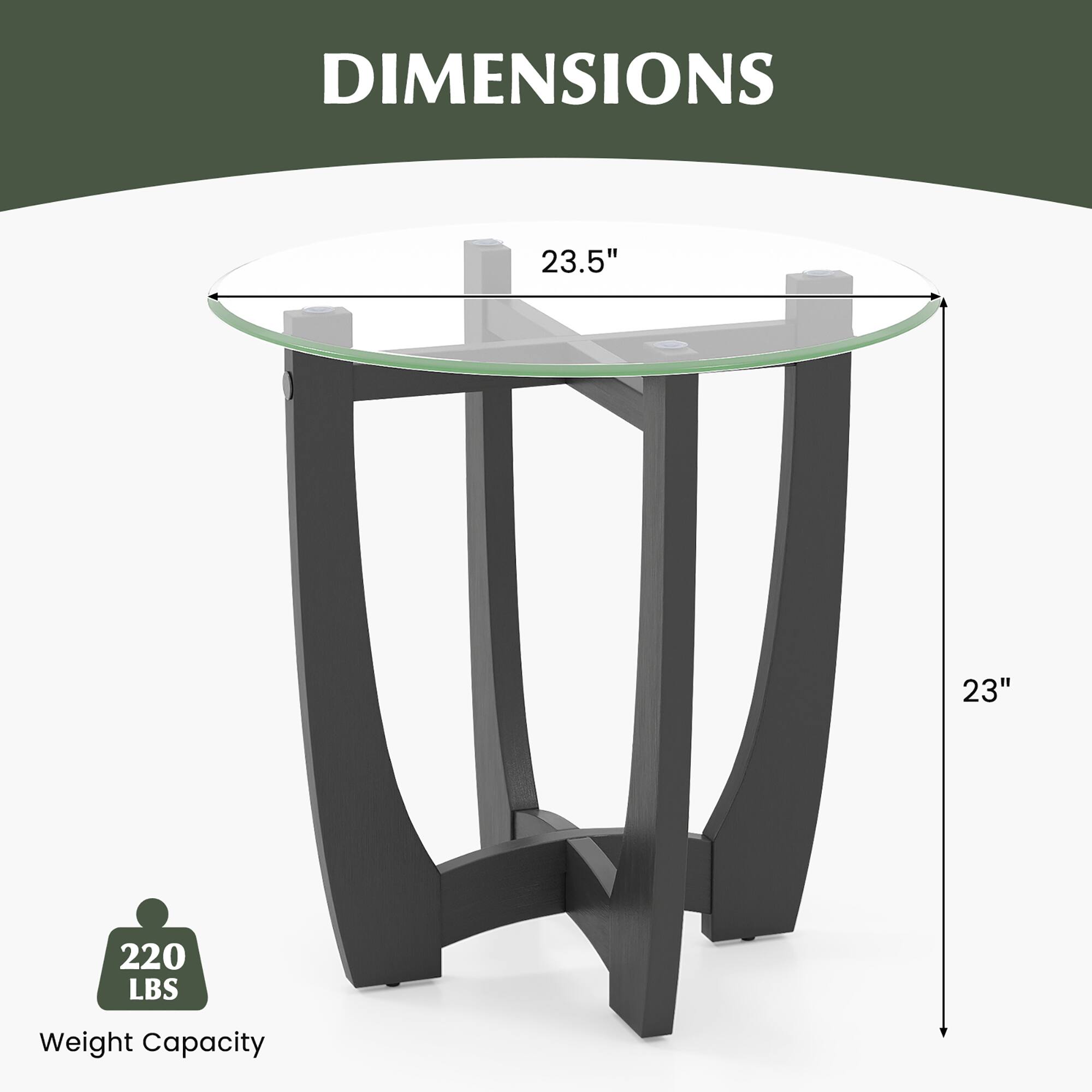 DIMENSIONS  
23.5"  
23"  
220 LBS Weight Capacity