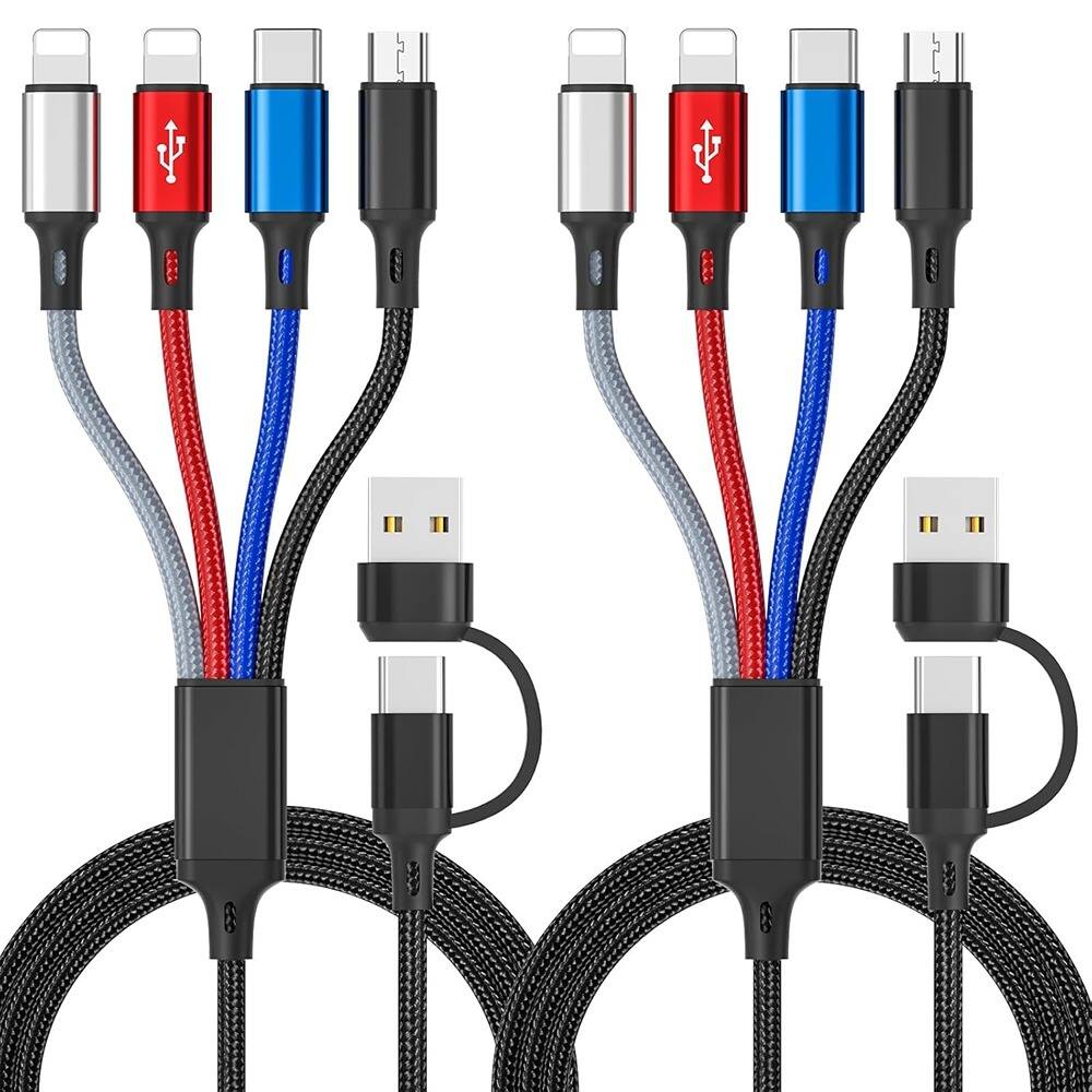 Front. PARKER SLATER - Braided multi-fast charging cord, multi-charging cable, multi-charger - Multicolor.