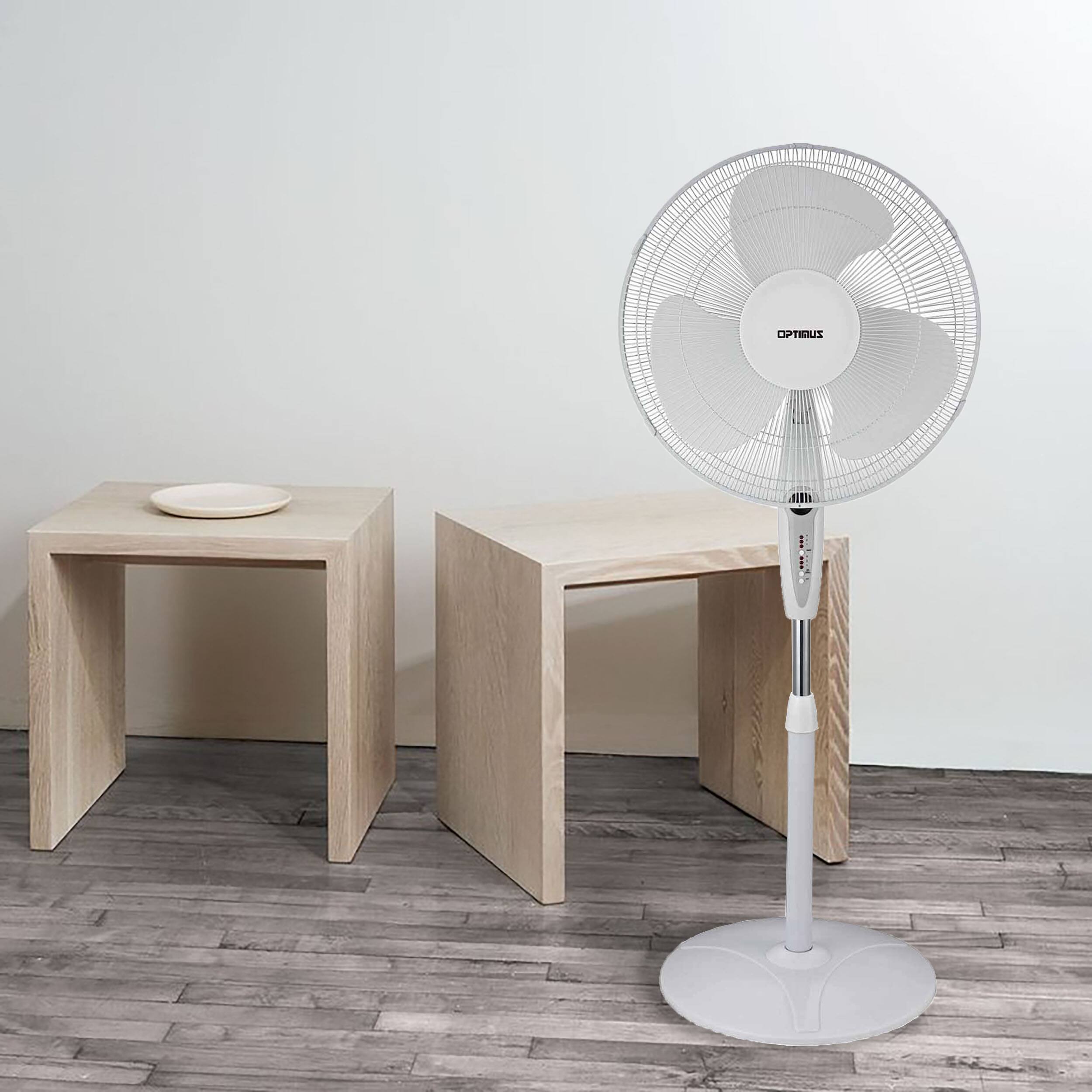Alt View 2. Optimus - Optimus 16 in. Oscillating Stand Fan with Remote Control - White.