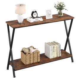 Homhougo - Console Table - Narrow Entryway Table with Storage Shelf, 41.3” Brown Finish - Brown2