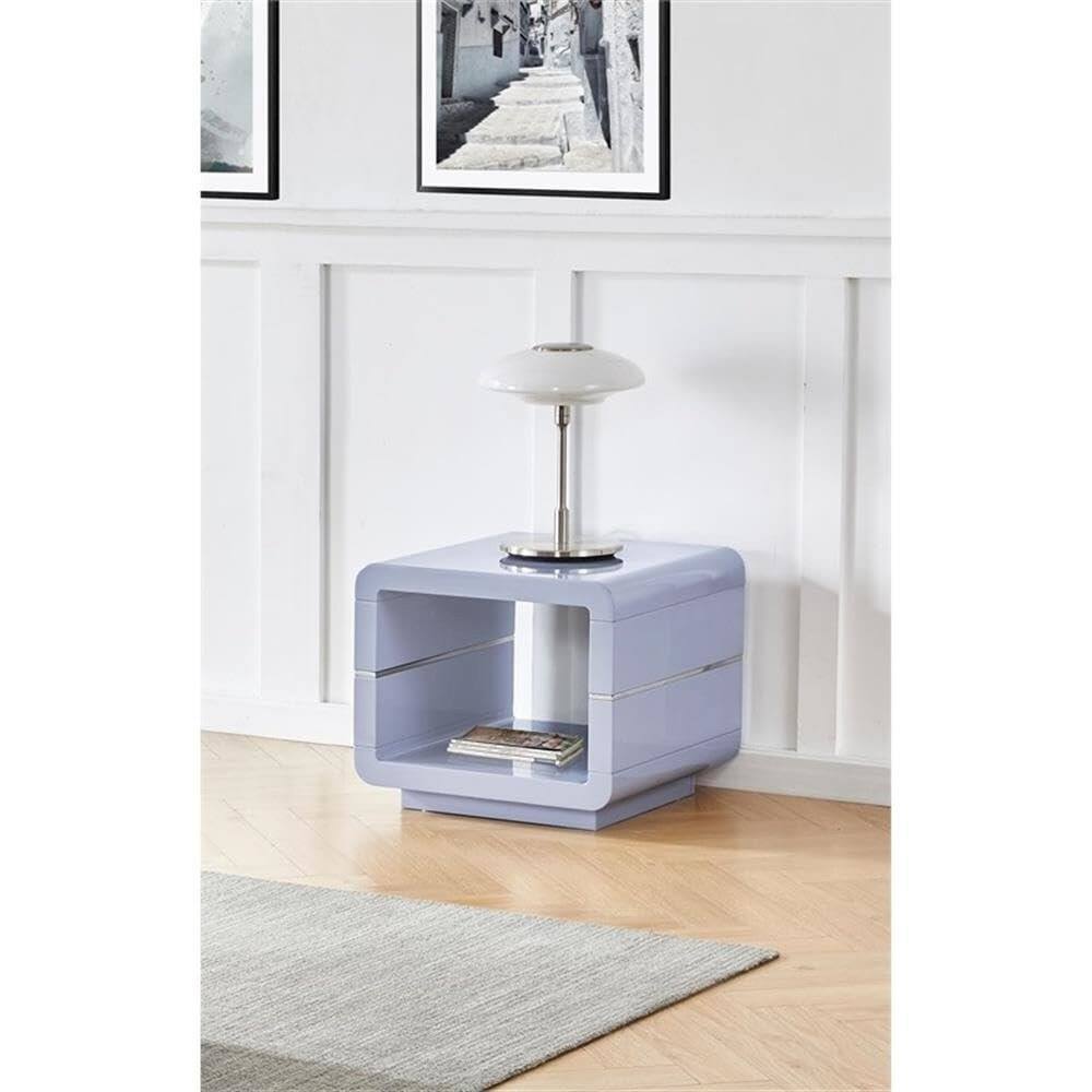 Angle. Best Quality Furniture - Sinlge End Table in Light Gray - Gray.