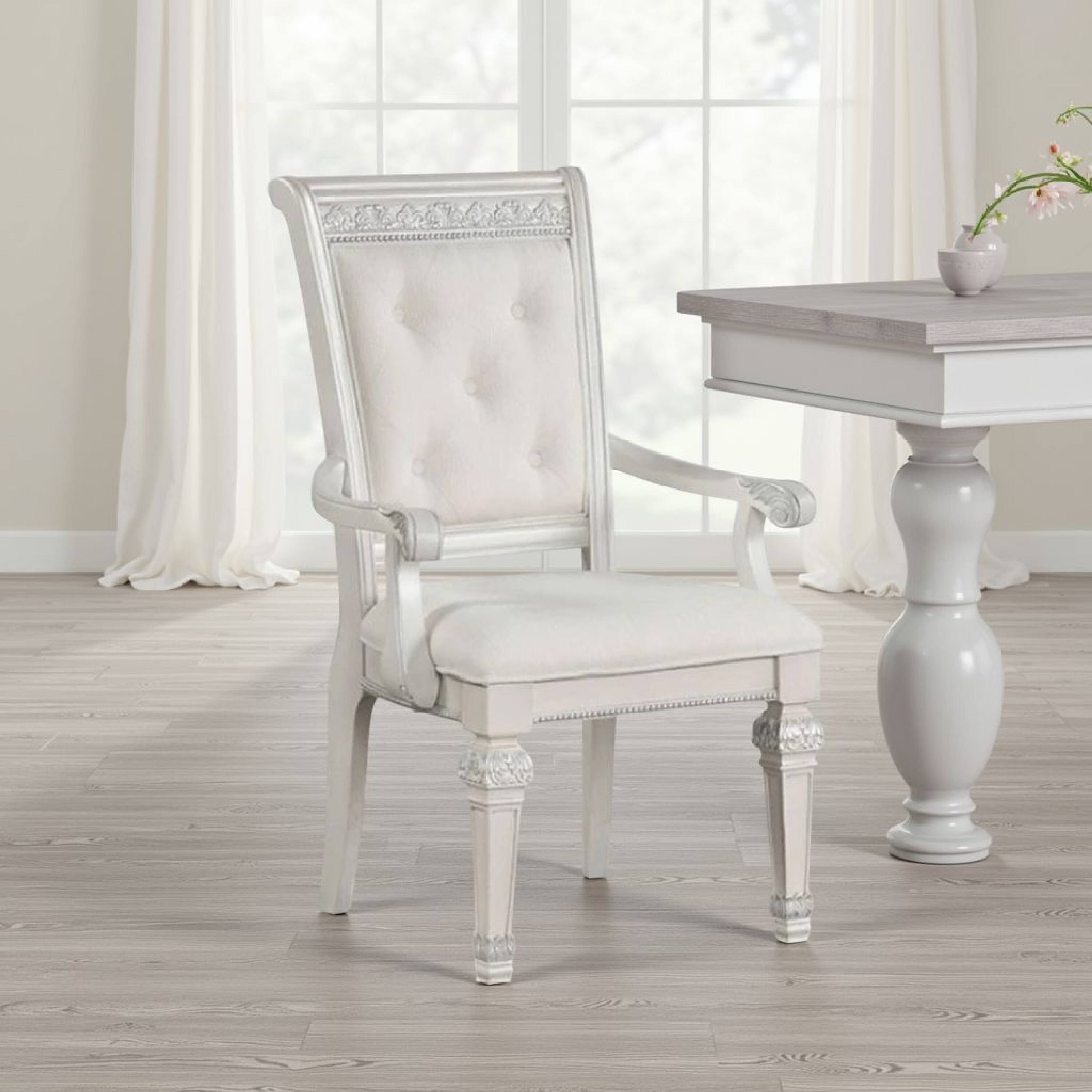 Alt View 5. Manhattan Lane - Miamy Dining Armchair Set of 2, Solid Wood - Ivory.