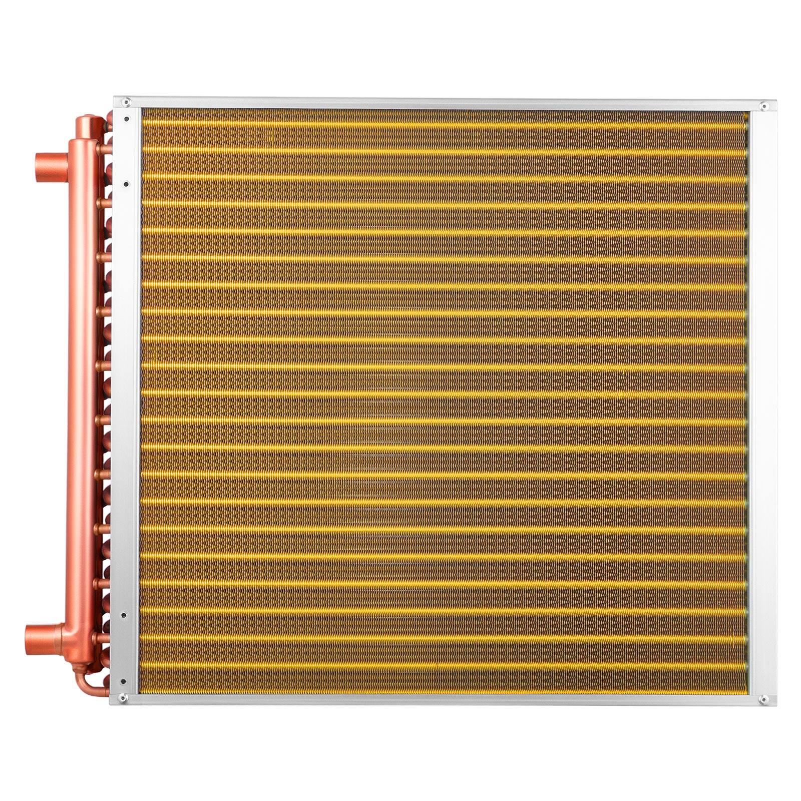 Alt View 5. VEVOR - Water to Air Heat Exchanger, 22 x 22 in Finned Tube HVAC Heat Exchanger Coil with Copper Tubes & Aluminum Fins, 190K BTU - Red-brown;Silver.