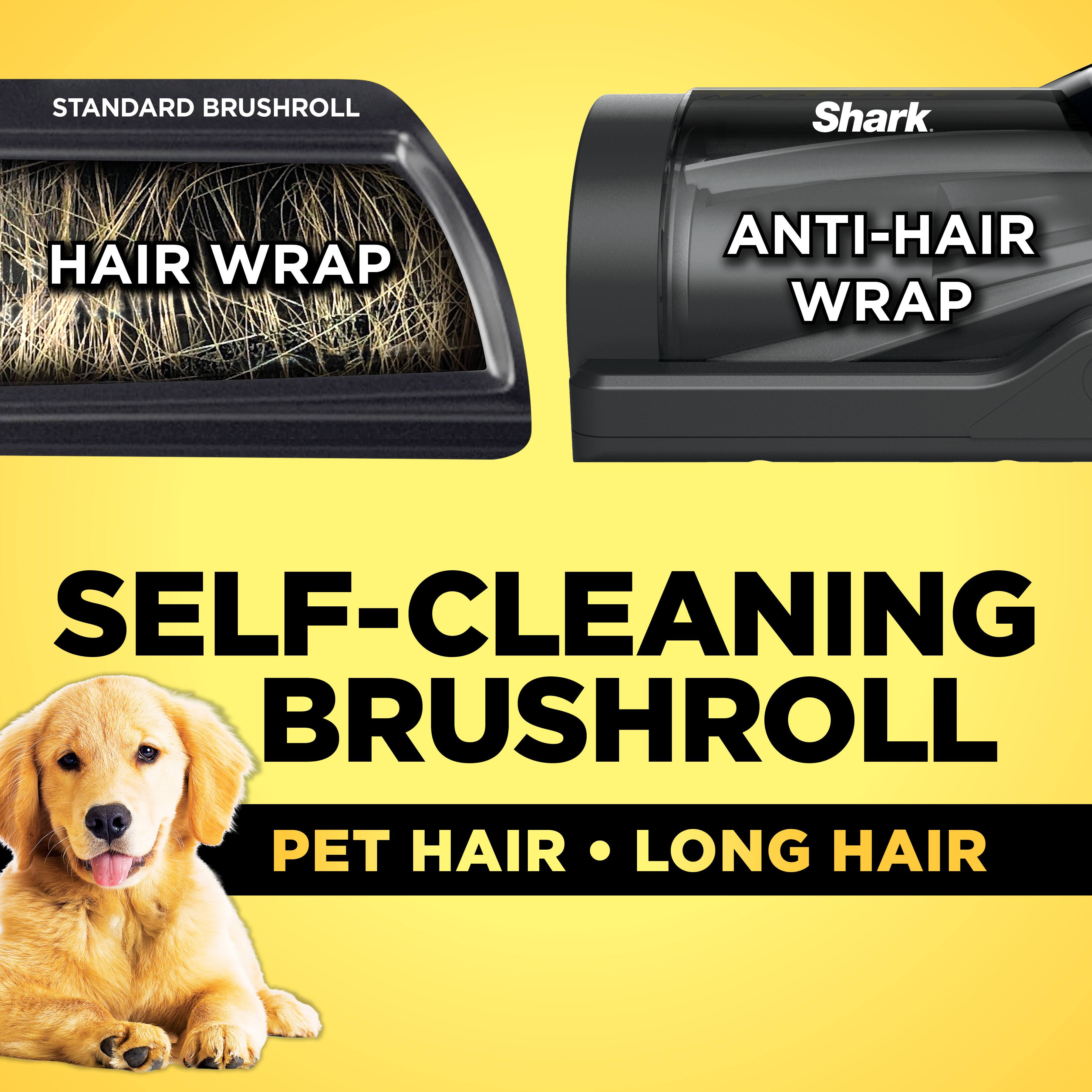 STANDARD BRUSHROLL  
HAIR WRAP  

Shark  
ANTI-HAIR WRAP  

SELF-CLEANING BRUSHROLL  
PET HAIR • LONG HAIR