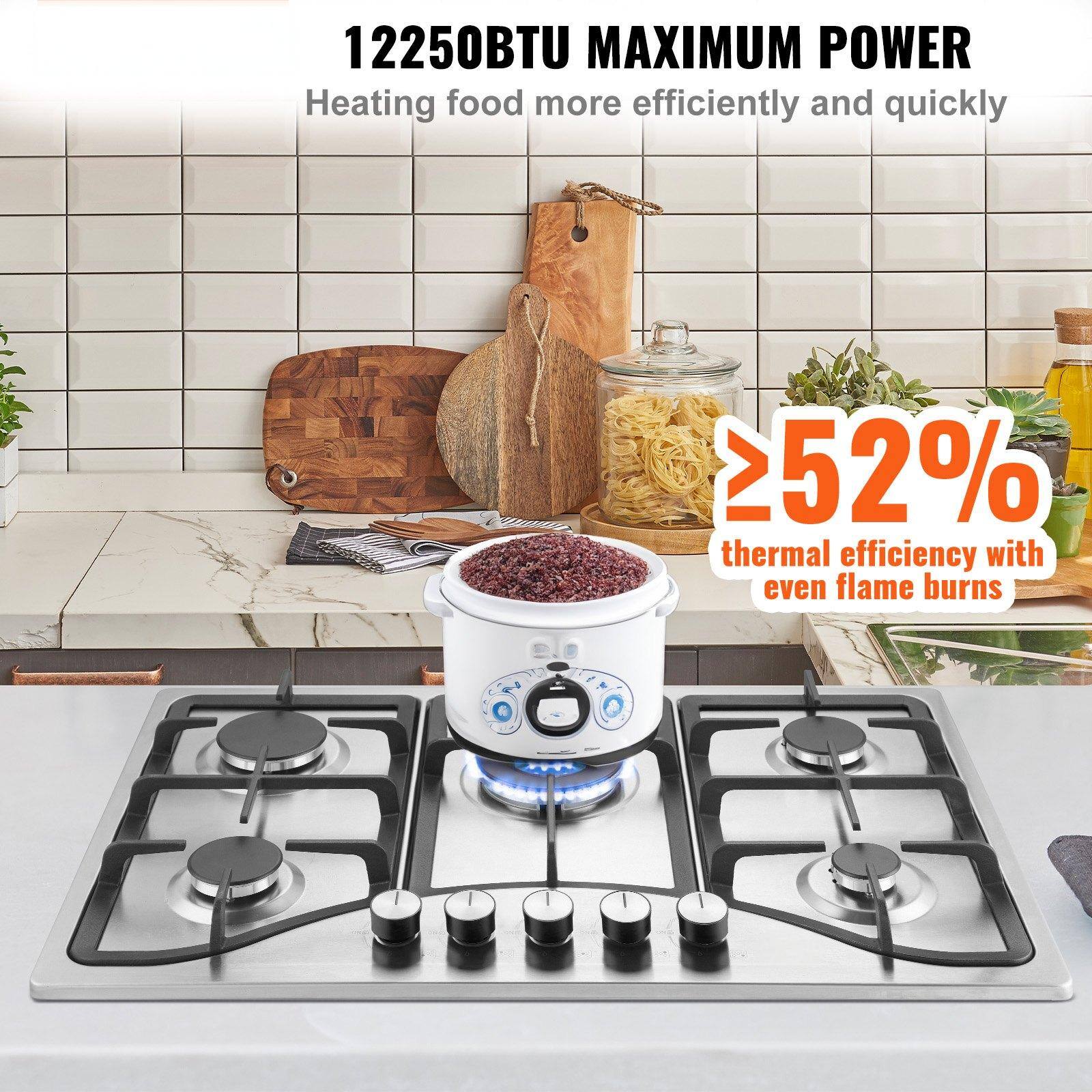 12250BTU MAXIMUM POWER  
Heating food more efficiently and quickly  

≥52% thermal efficiency with even flame burns