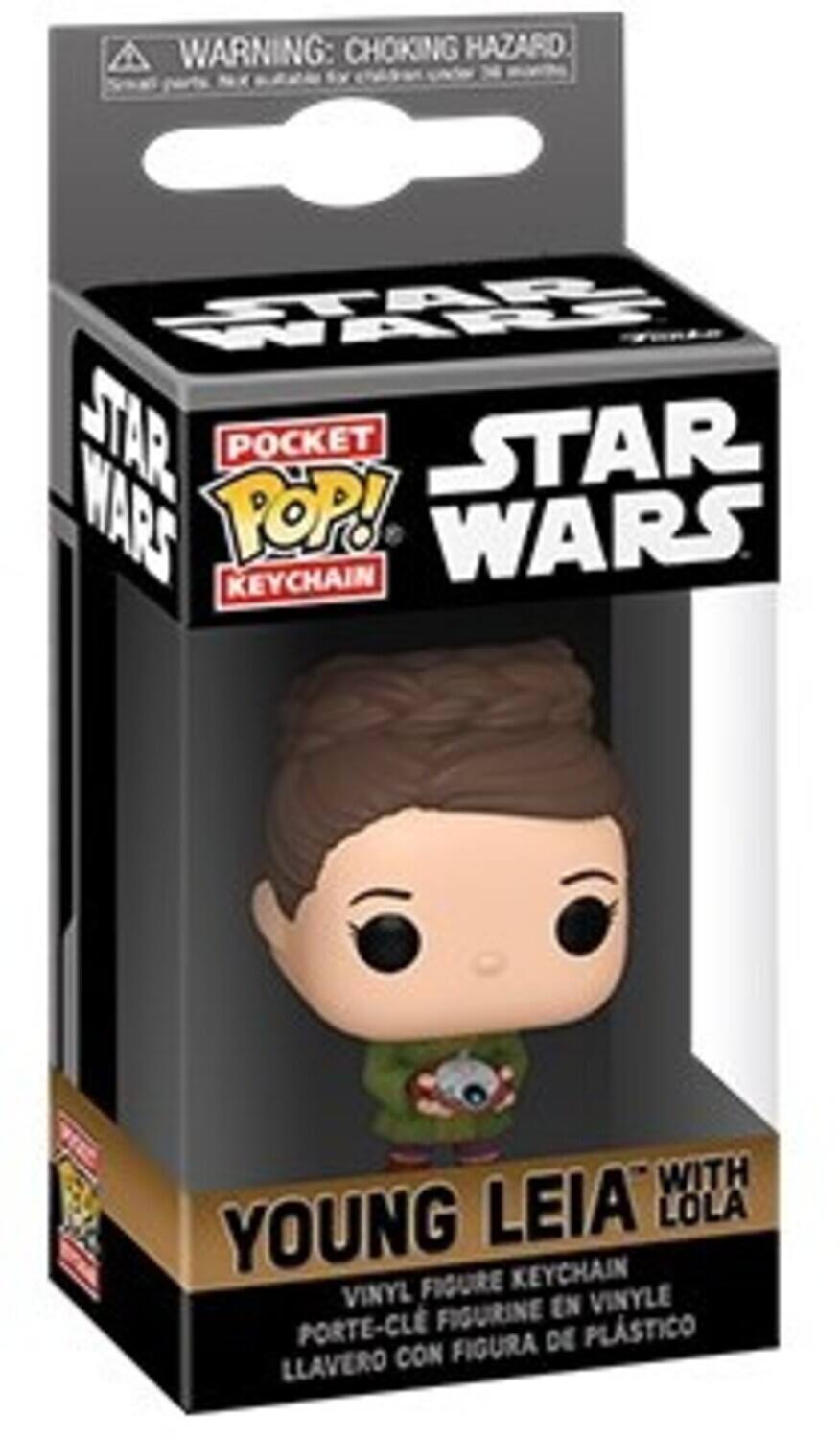 WARNING: CHOKING HAZARD, STAR WARS, POCKET STAR WARS POP!, WARS, KEYCHAIN, WITH YOUNG LEIA LOLA, FIGURE KEYCHAIN, VINYL, EN VINYLE, PORTE-CLE FIGURINE, PLSTICO, FIGURA DE LLAVERO CON