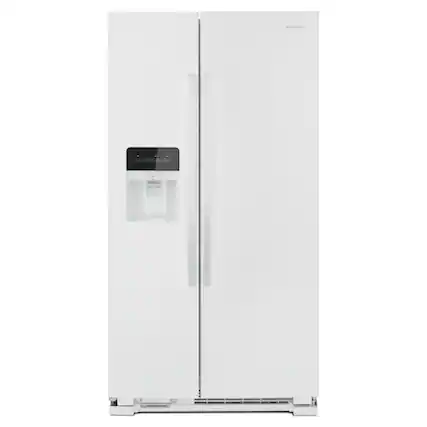 Front. Amana - 24.5 Cu. Ft. Side-by-Side Refrigerator with Water and Ice Dispenser - Stainless steel - White.